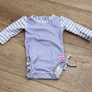 Ruffle Butts Purple Striped and Heart Swimsuit